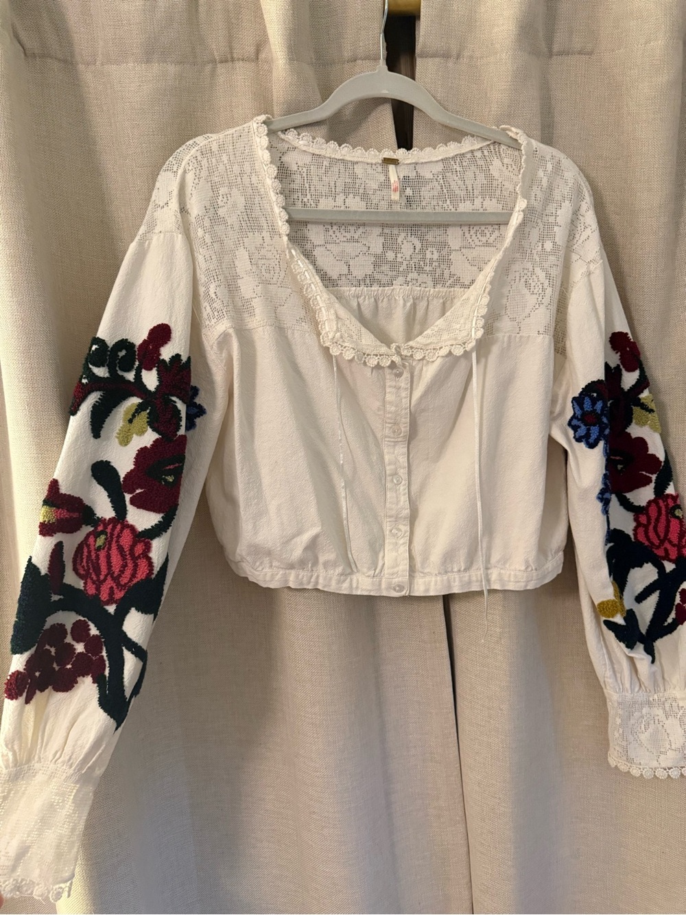 Free People Meadows Embroidered Top